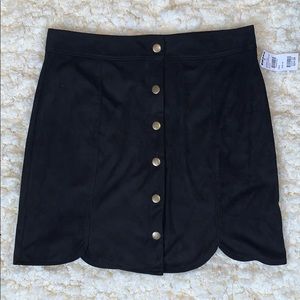 Black suede button down skirt